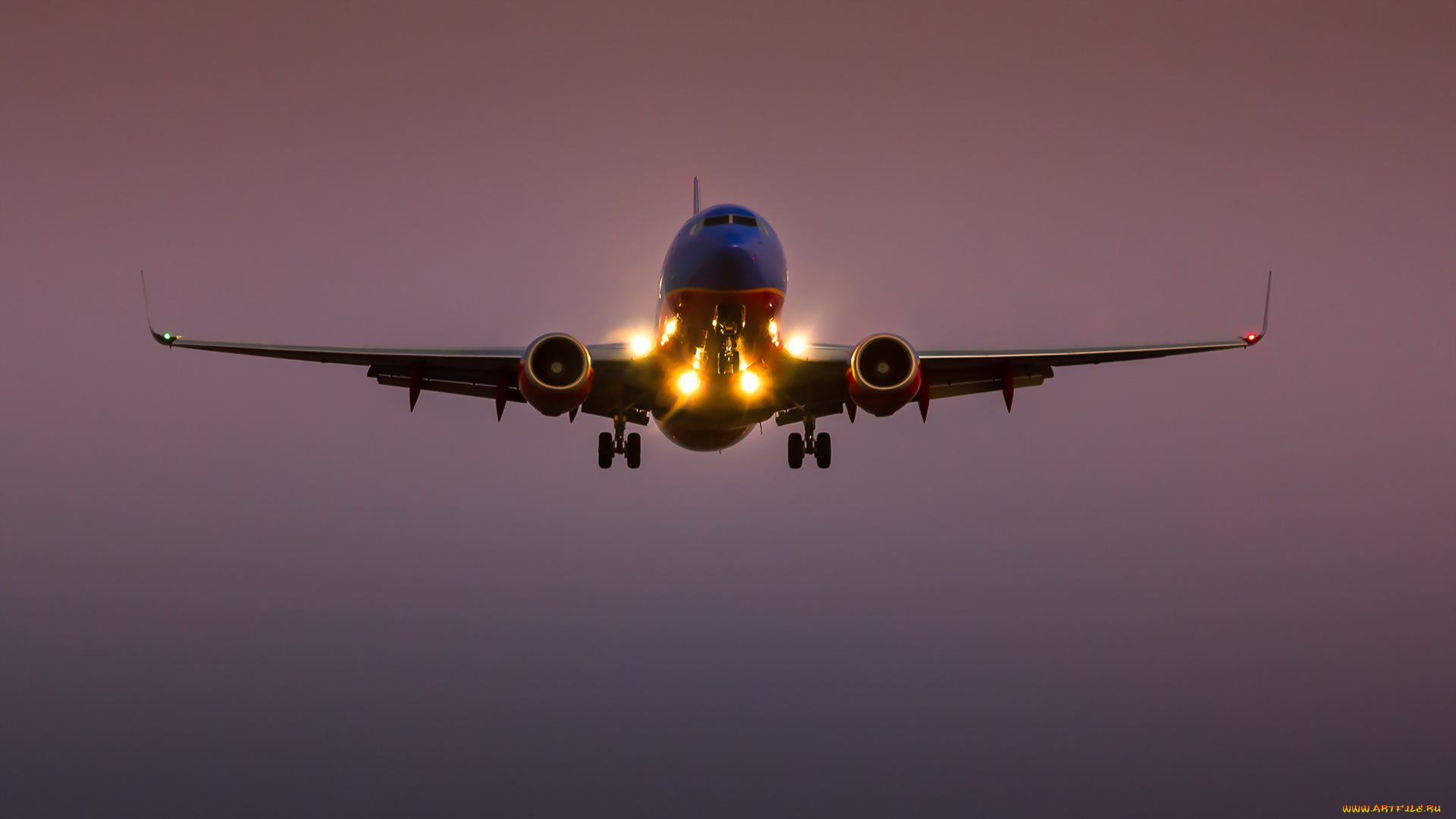 авиация, авиационный, пейзаж, креатив, огни, самолёт, boeing, 737-700