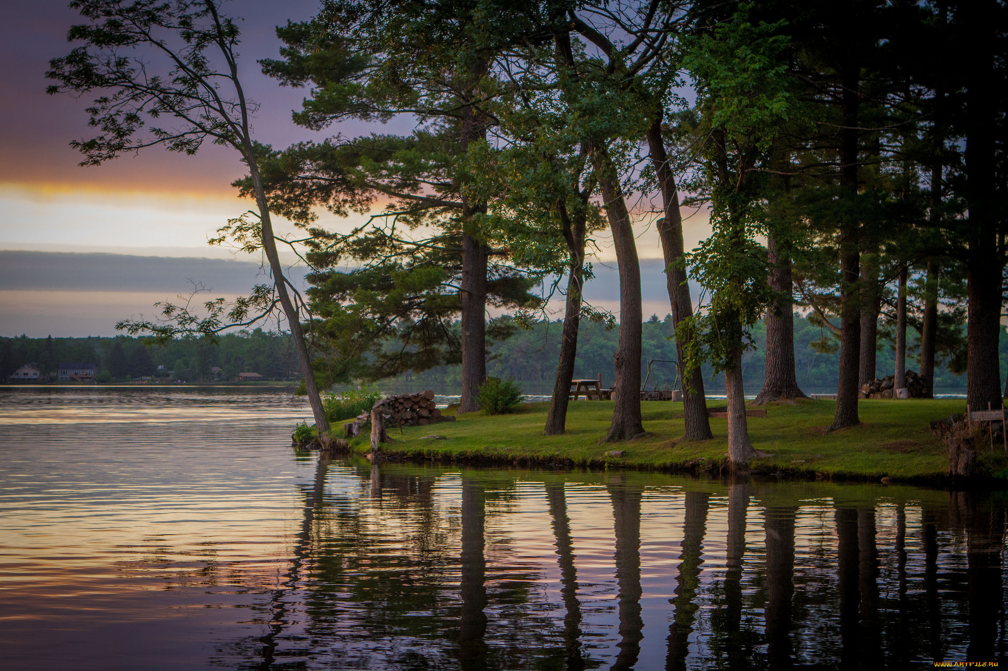 природа, реки, озера, lake, delton, wisconsin, озеро, делтон, висконсин, деревья