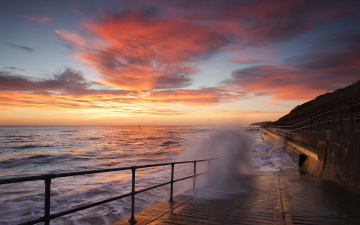 Картинка природа восходы закаты закат море волны брызги