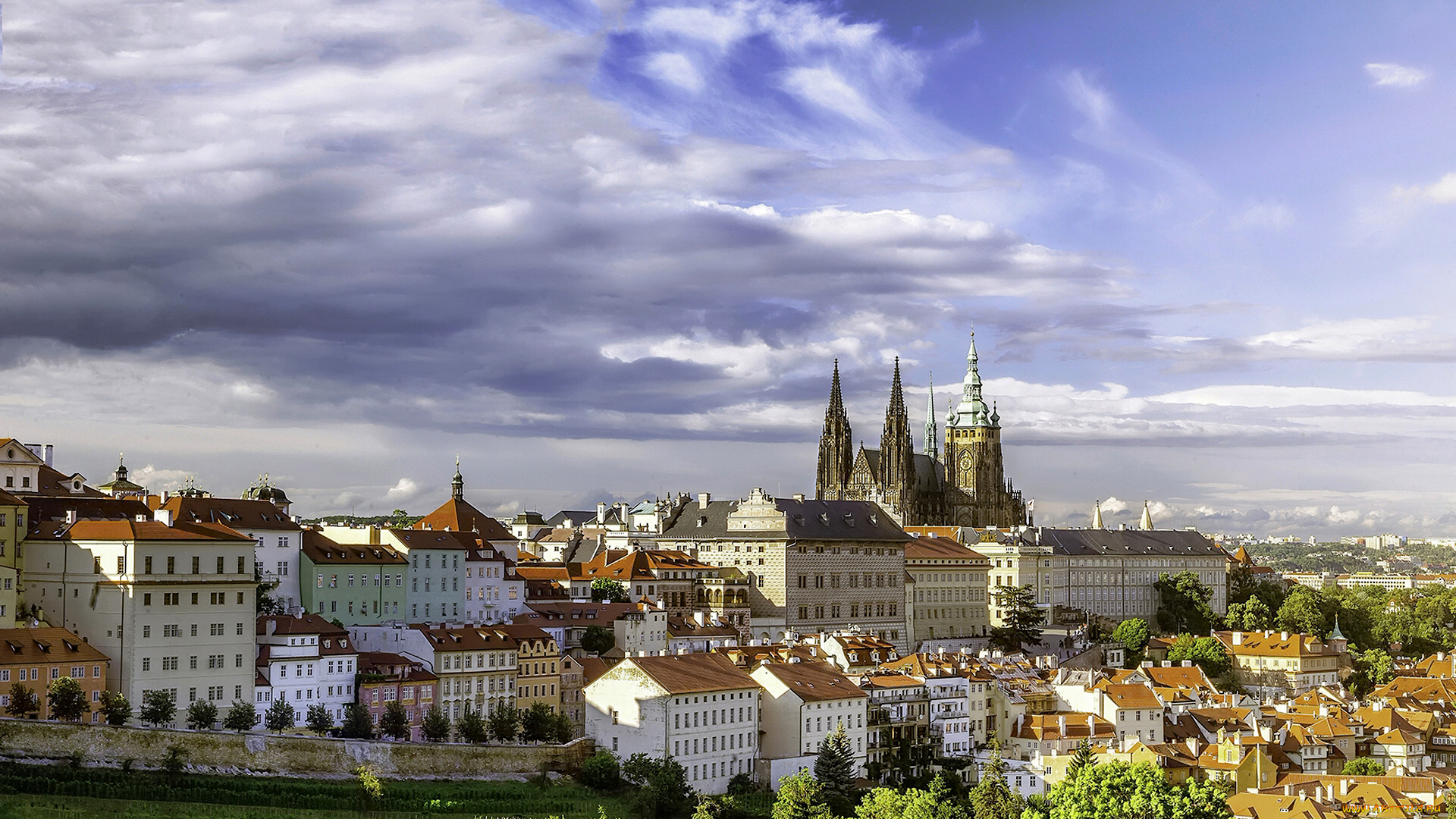 города, прага, , Чехия, prague, czech, republic, градчаны, прага, здания, панорама