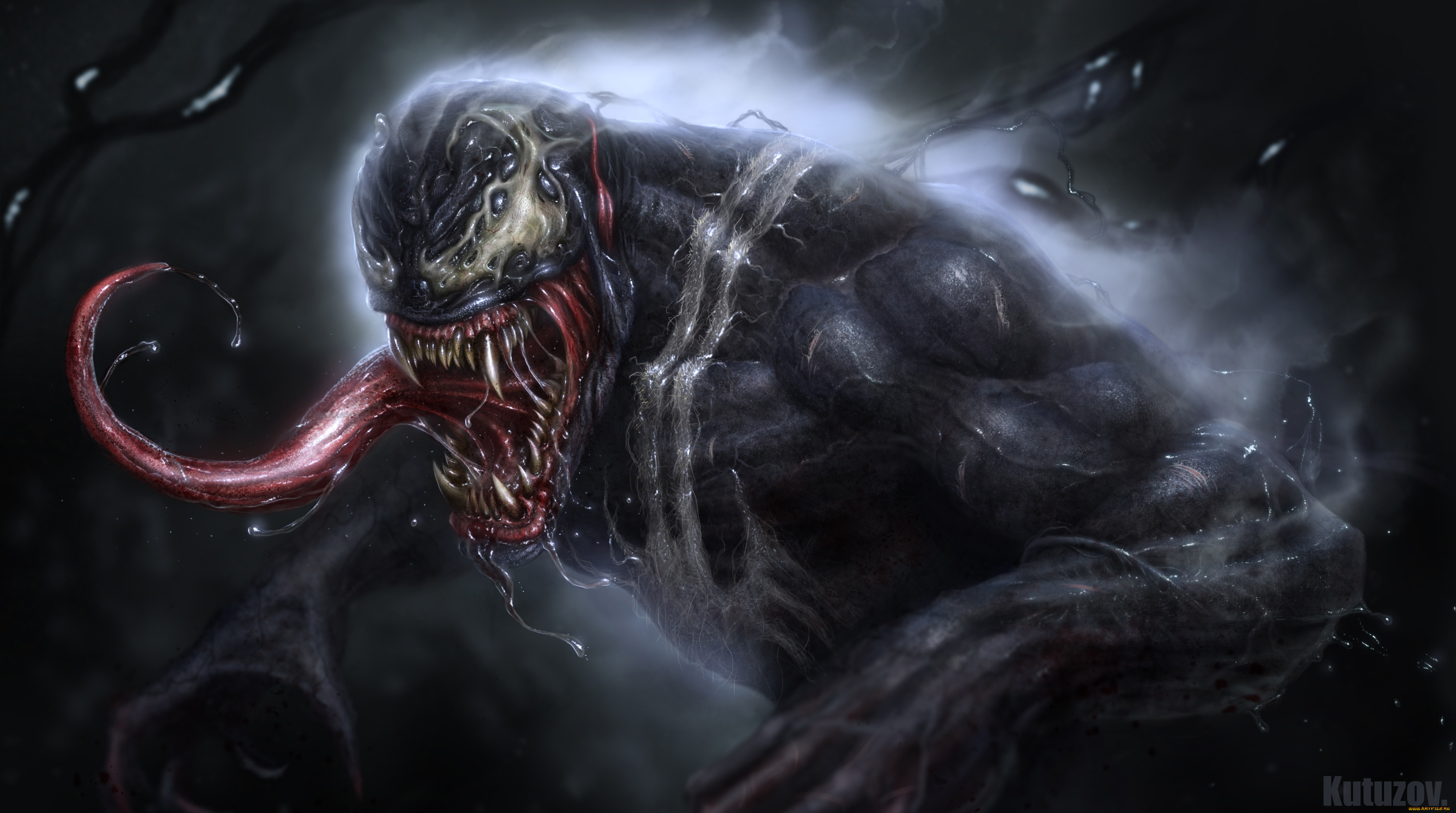 рисованное, комиксы, слюни, язык, marvel, арт, venom, comics, eddie, brock