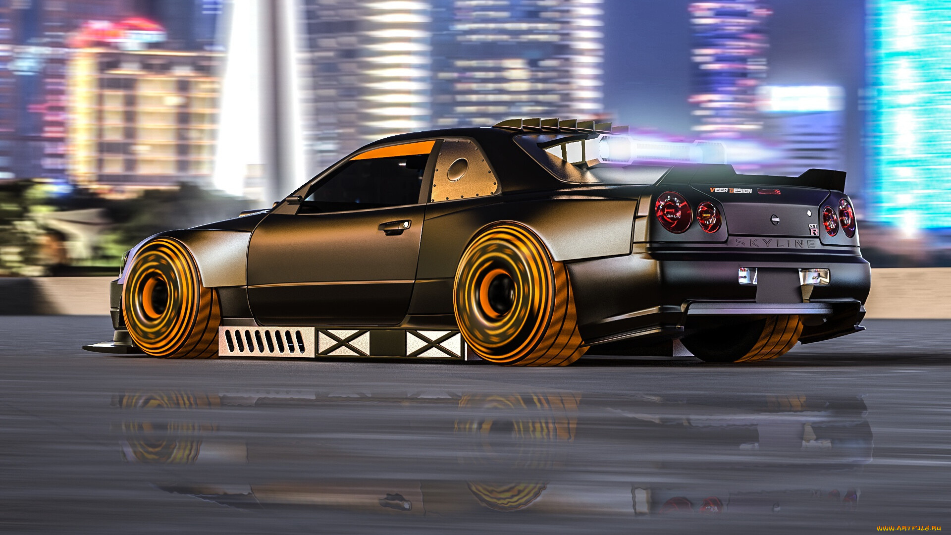 nissan, skyline, gt-r, r34, автомобили, 3д, nissan, skyline, gtr, r34, godzilla, годзилла, japan, японская, legend, легенда