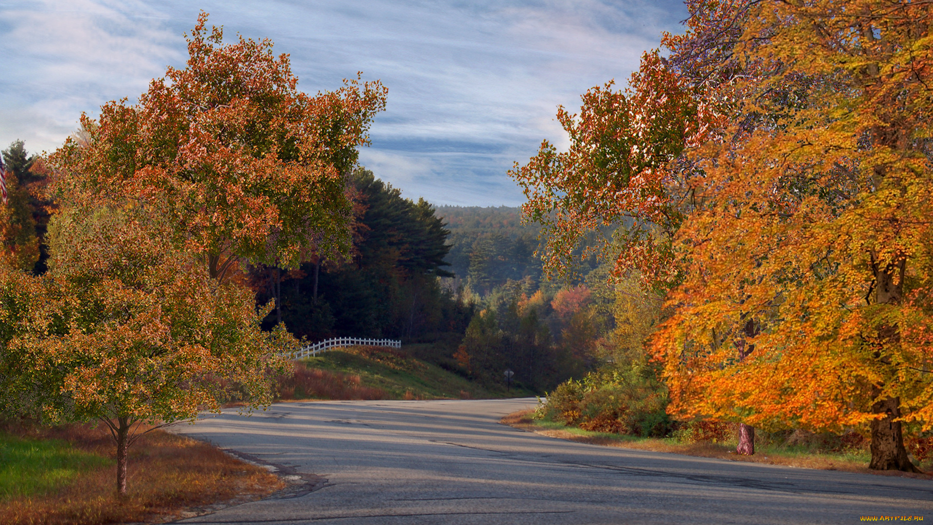 autumn, roadside, природа, дороги, осень, дорога, деревья