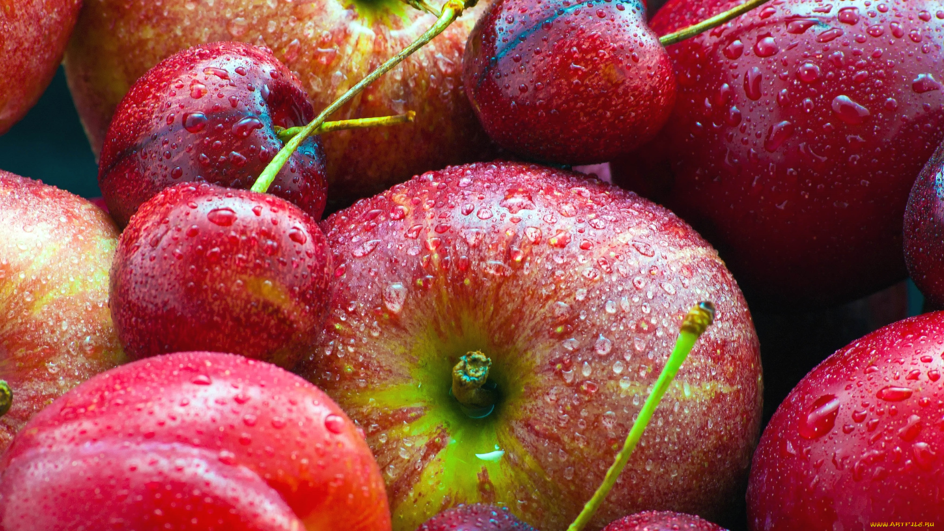 еда, фрукты, , ягоды, яблоки, вишня