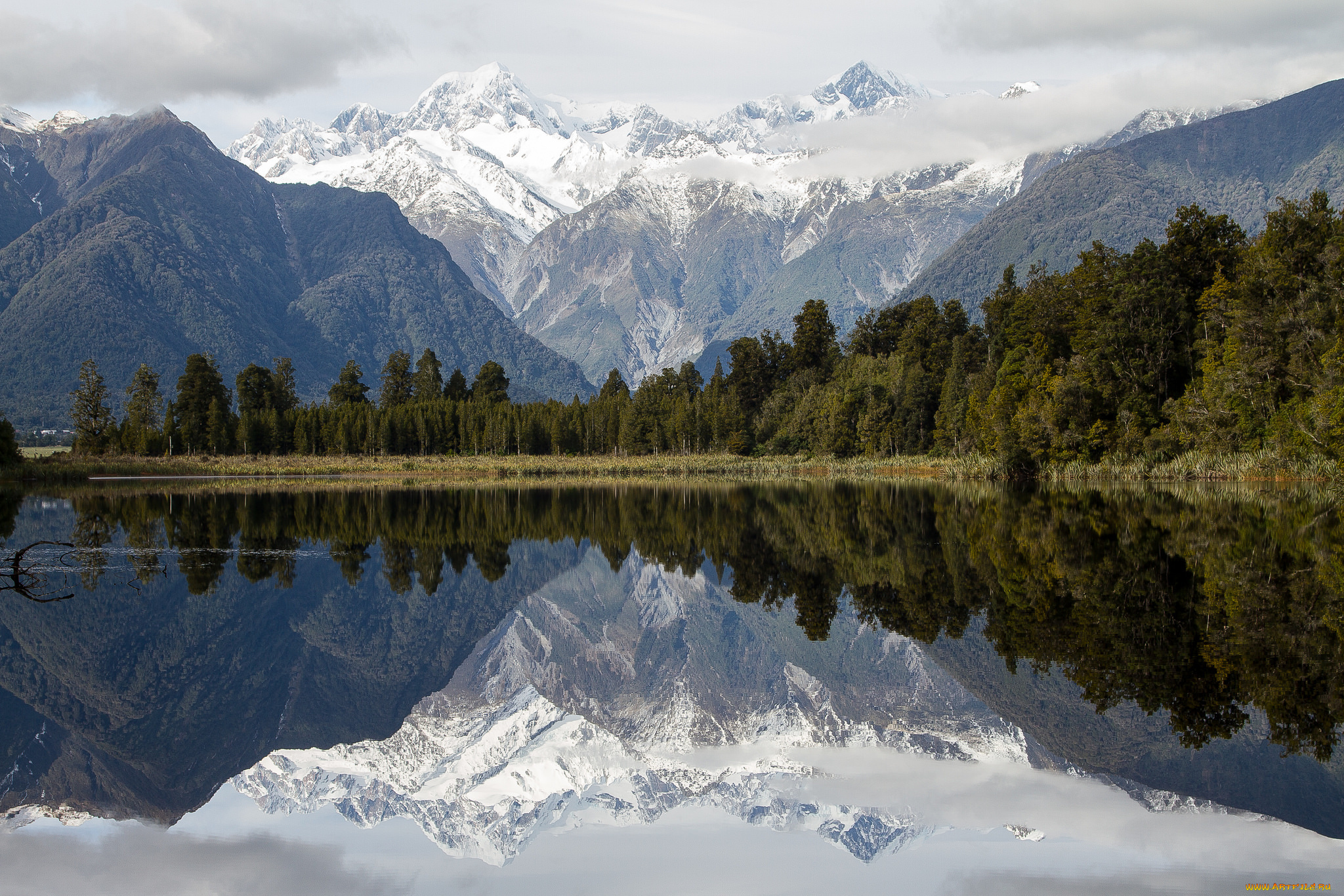 природа, реки, озера, mirror, -, lake, matheson, горы, new, zealand, новая, зеландия, отражение, озеро