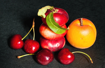 Картинка еда фрукты +ягоды абрикос черешня персики