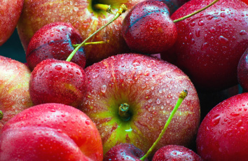 Картинка еда фрукты +ягоды яблоки вишня