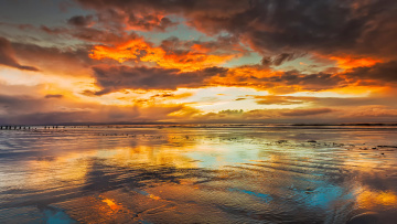 Картинка природа восходы закаты облака небо отражение пляж