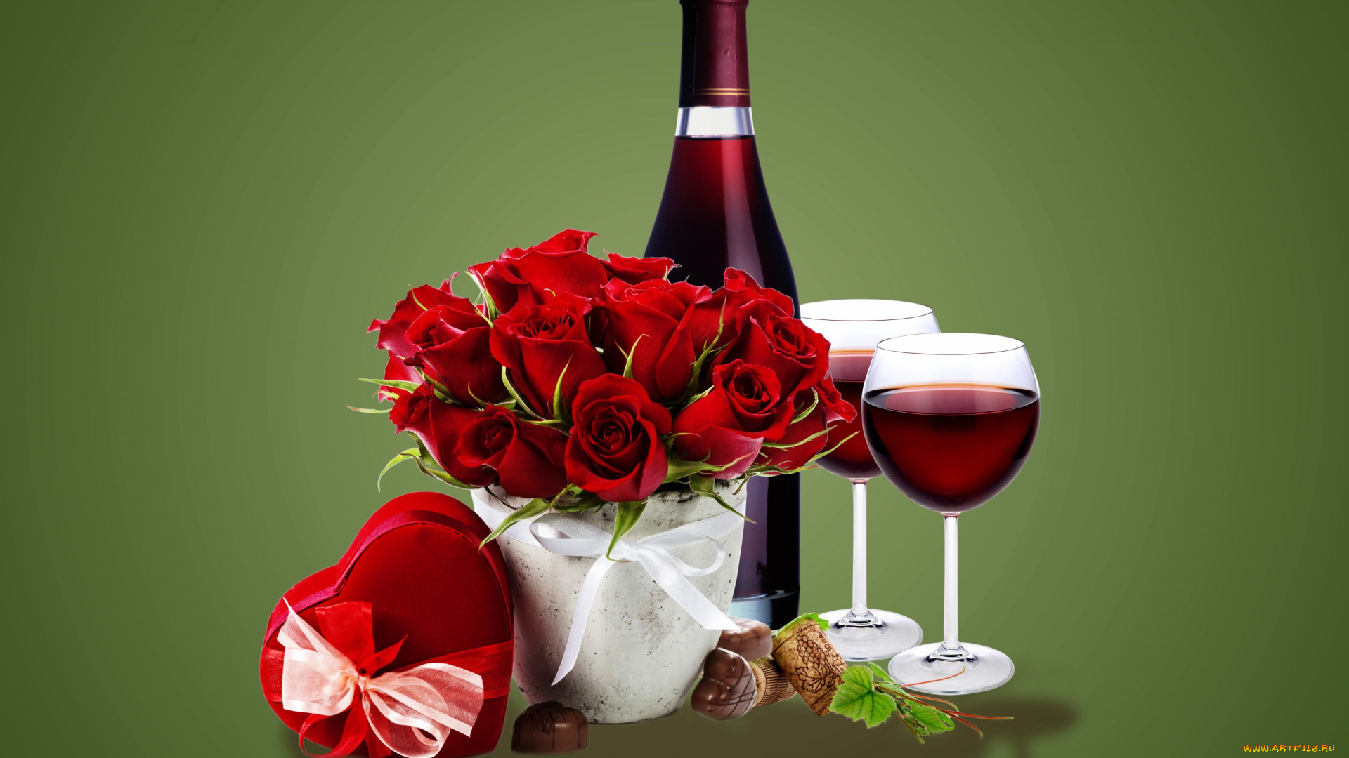 еда, напитки, , вино, flowers, roses, вино, romantic, подарок, бокалы, розы, glass, wine, gift