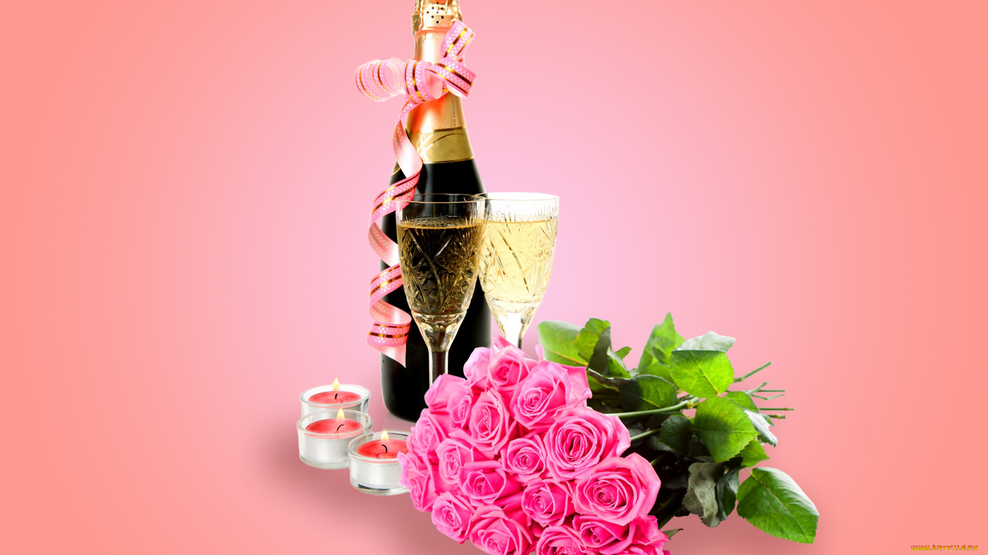 еда, напитки, , вино, glass, flowers, roses, champagne, valentine's, day, romantic, шампанское, розы, бокалы