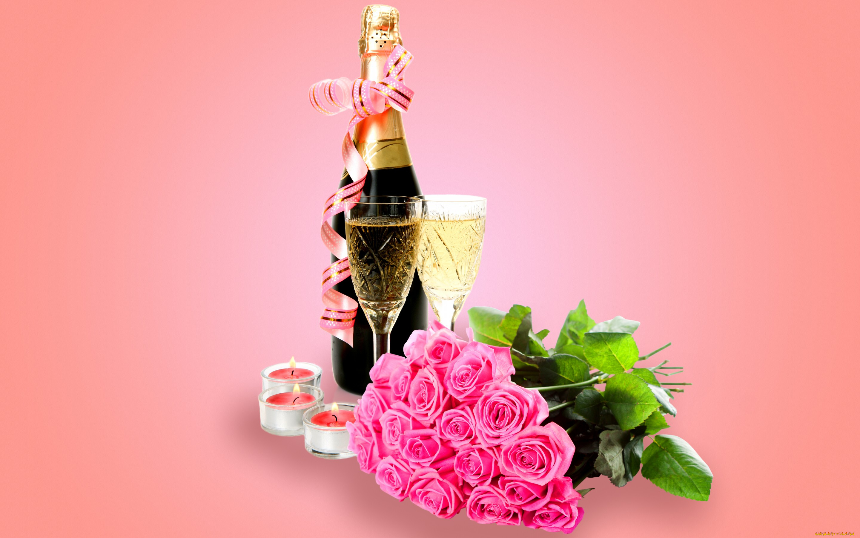еда, напитки, , вино, glass, flowers, roses, champagne, valentine's, day, romantic, шампанское, розы, бокалы