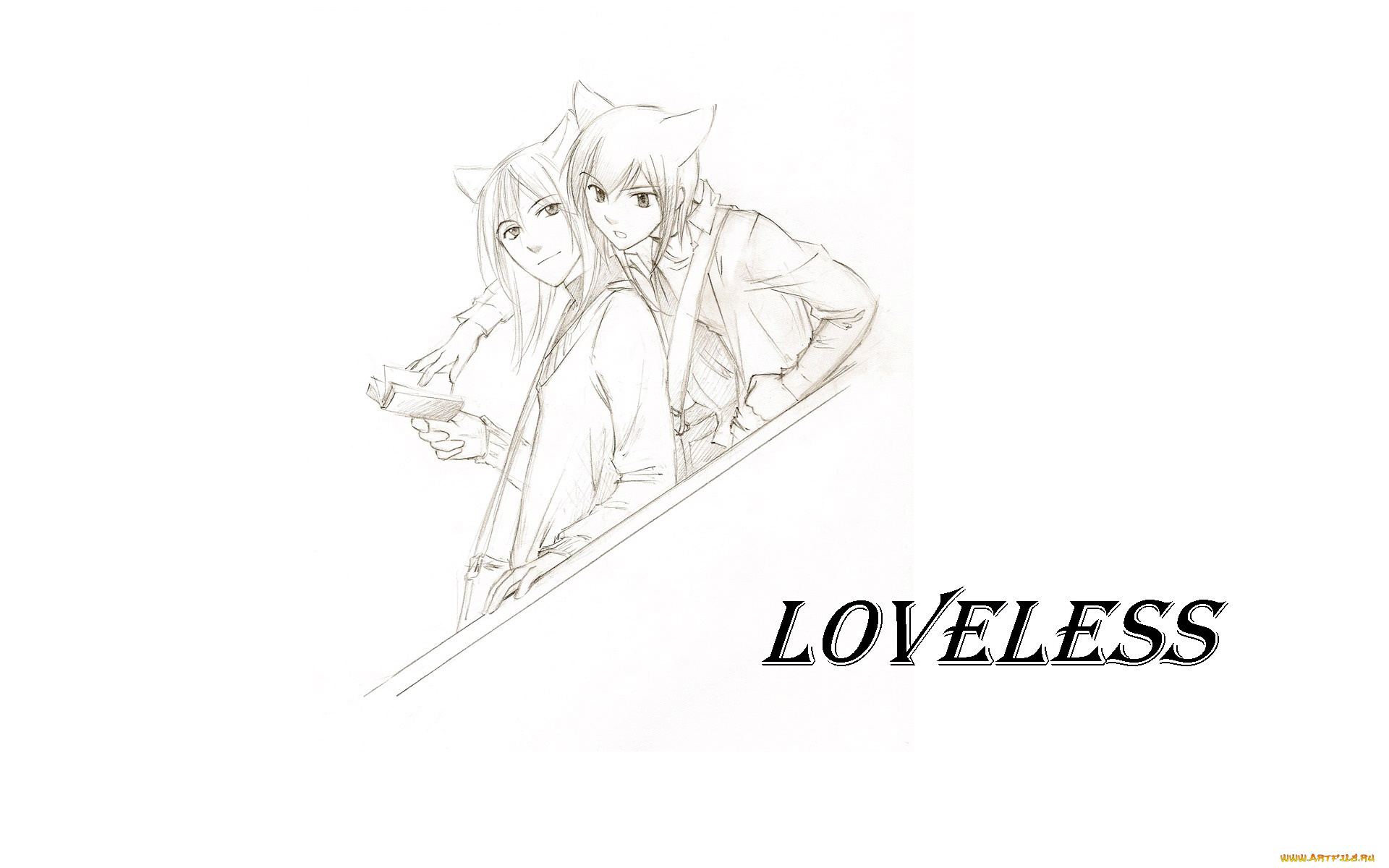 аниме, loveless, нелюбимые, лестница, книга, рицка, агатсума, соби