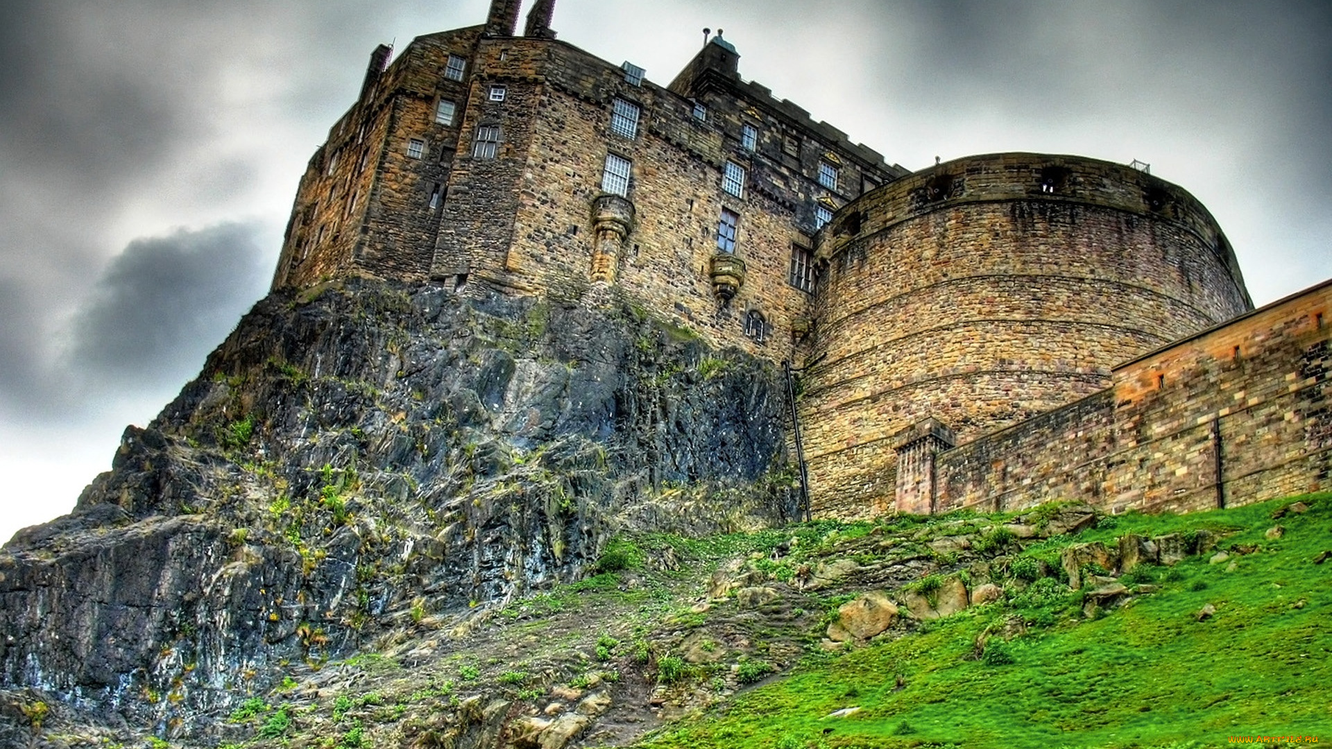 edinburgh, castle, города, эдинбург, шотландия, склон, холм, замок