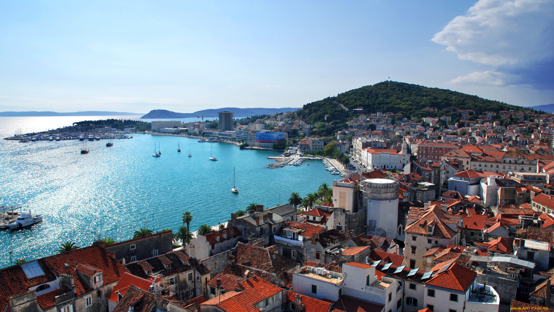 split, croatia, города, панорамы, здания, панорама, пейзаж, гавань, бухта, хорватия, сплит, море