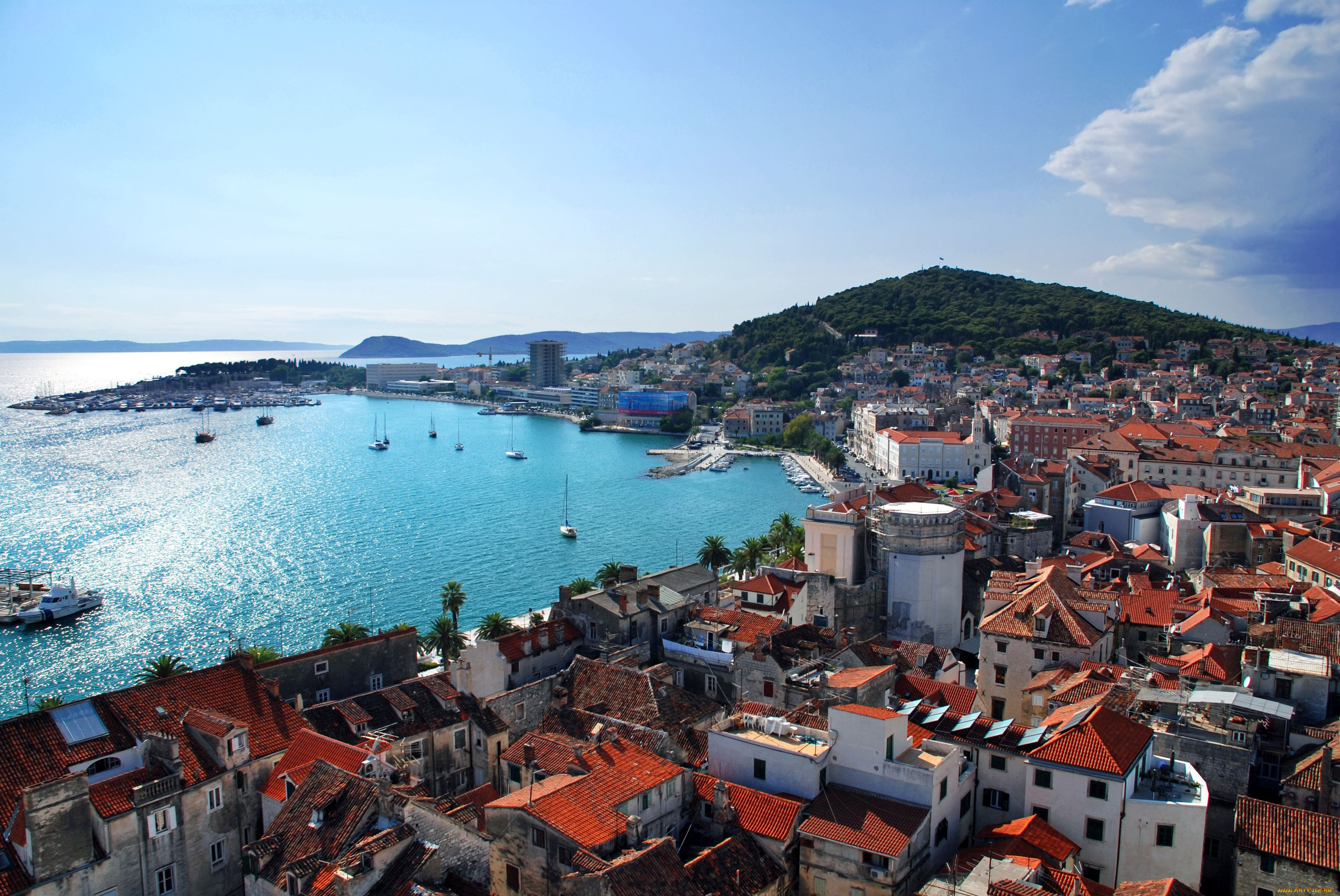 split, croatia, города, панорамы, здания, панорама, пейзаж, гавань, бухта, хорватия, сплит, море