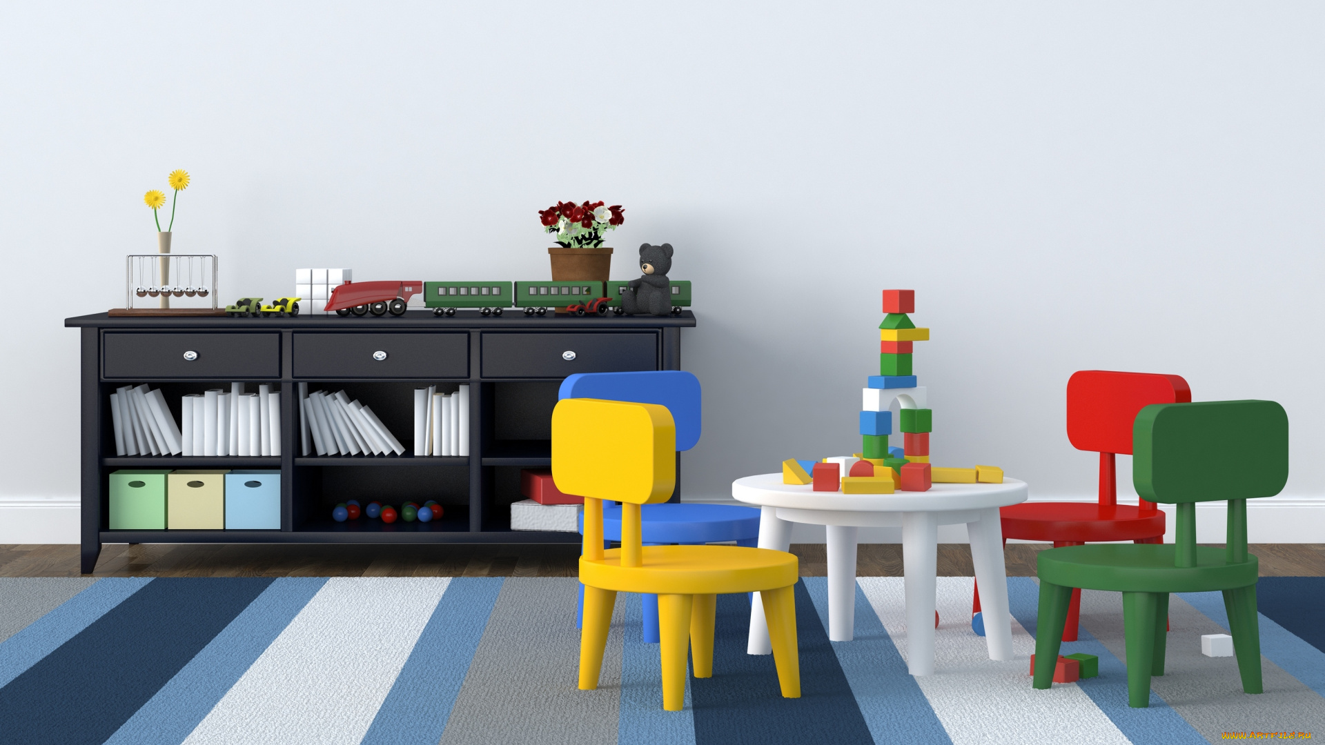 интерьер, детская, комната, стиль, мебель, игрушки, детская