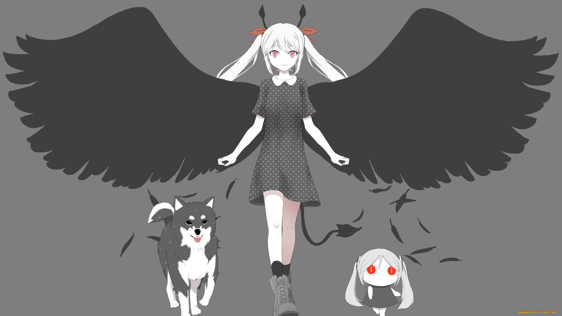 аниме, vocaloid, девочка, крылья