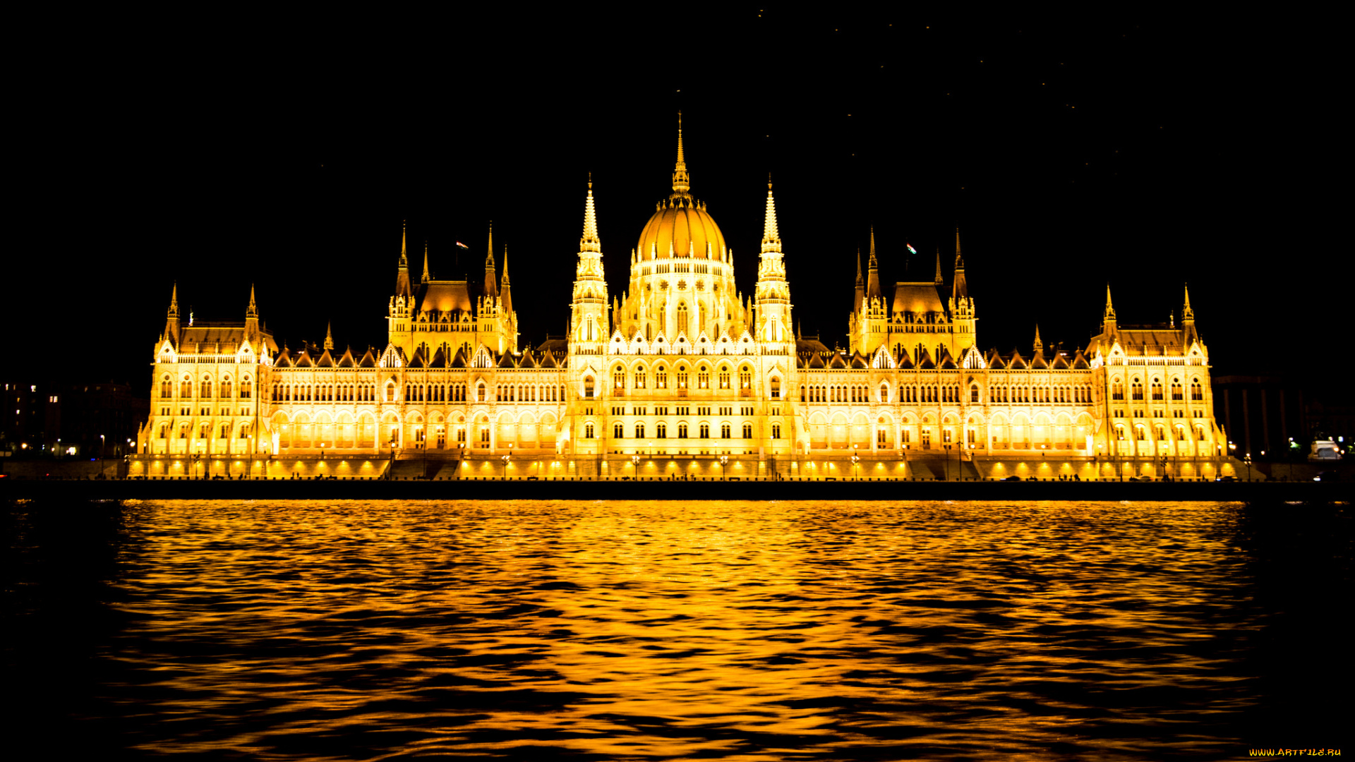 budapest, parliament, города, будапешт, , венгрия, огни, река, ночь