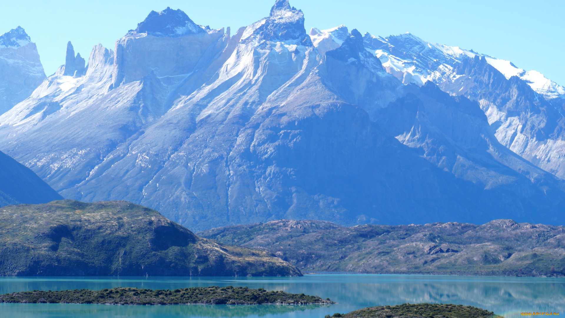 природа, горы, pehoe, lake, Чили, синева, patagonia, скалы, озеро