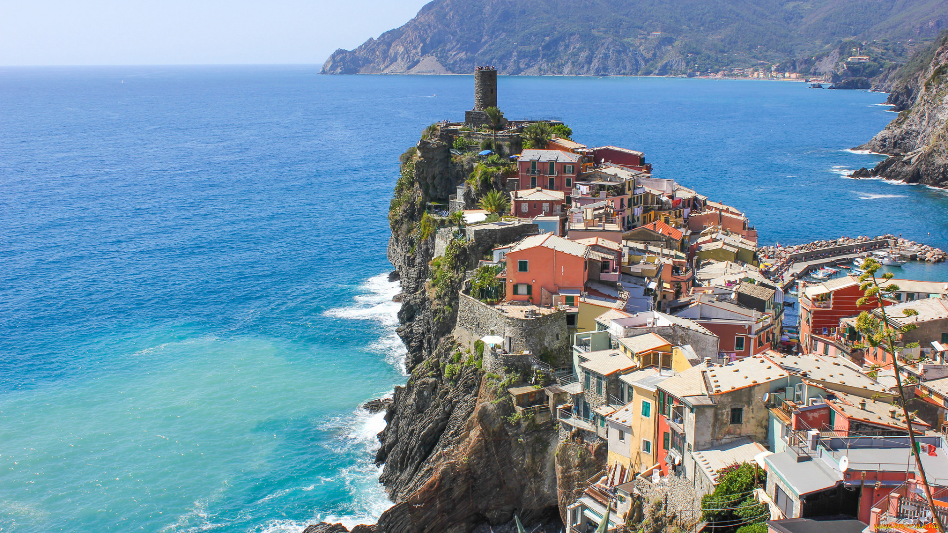 vernazza, -, cinque, terre, , italy, города, -, панорамы, поселок, побережье