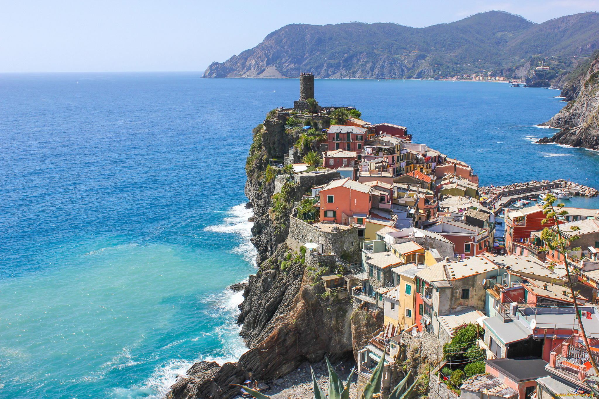 vernazza, -, cinque, terre, , italy, города, -, панорамы, поселок, побережье