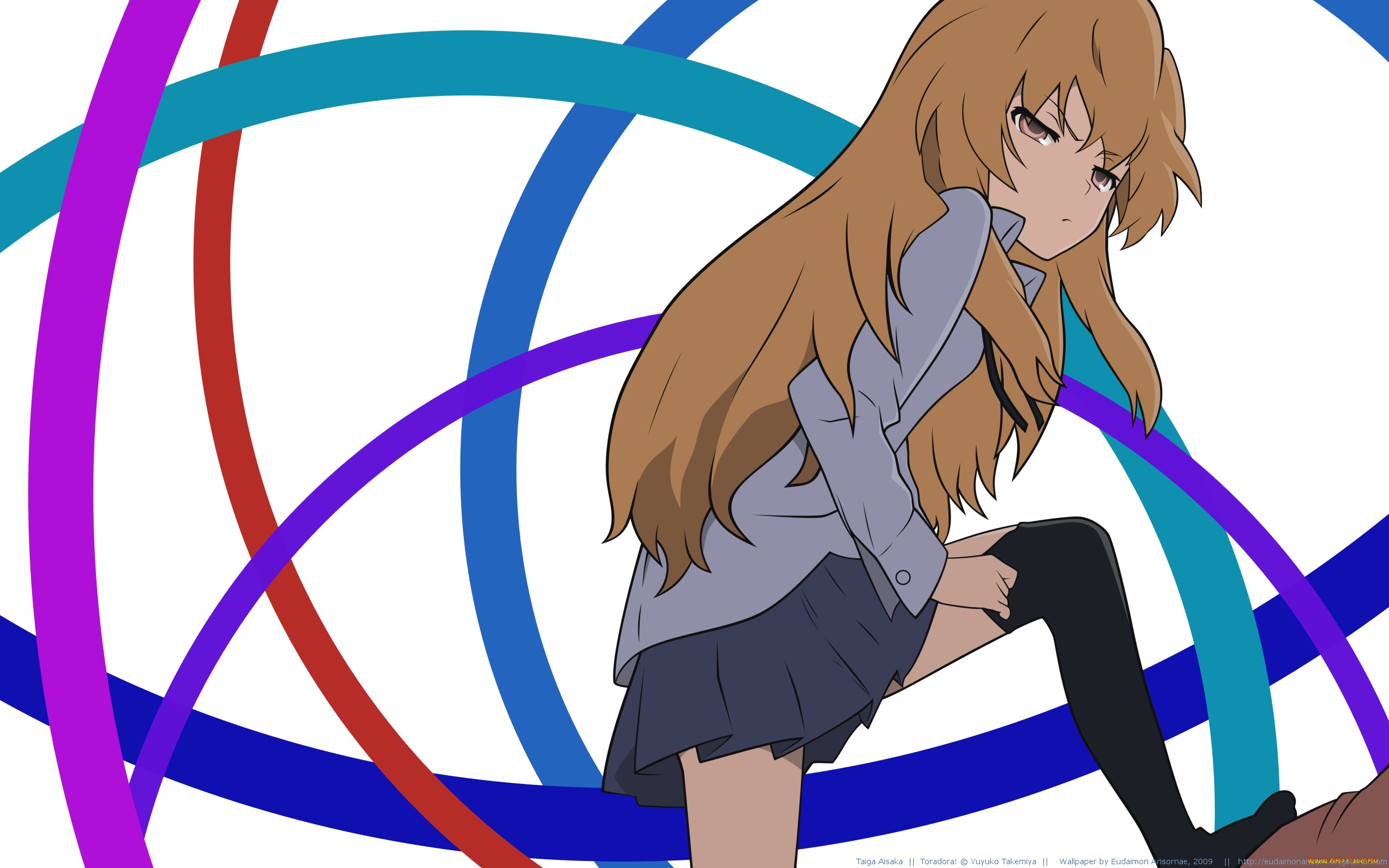 аниме, toradora, девушка, взгляд, фон