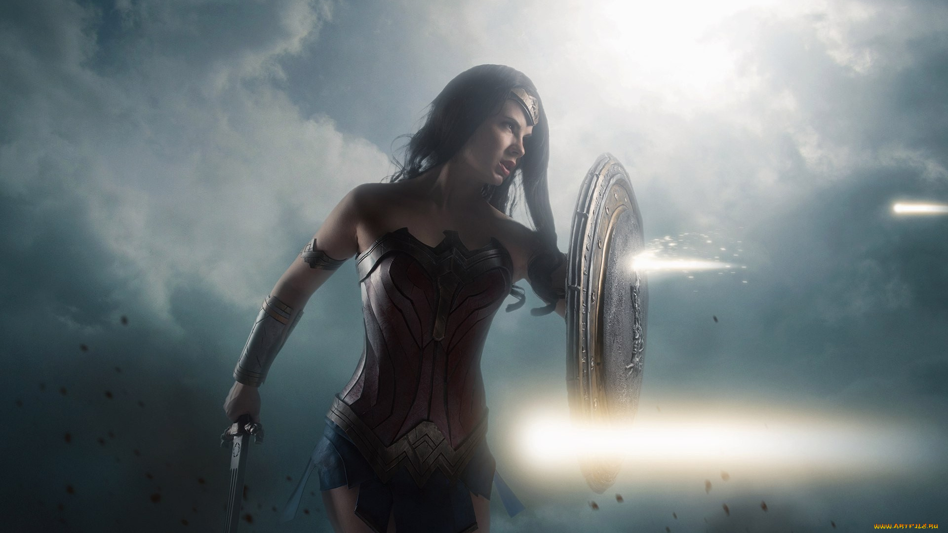 3д, графика, фантазия, , fantasy, wonder, woman, sword, shield, film, brunette, cinema, ken, movie, cosplay, armor, blade, warrior, dc, comics, diana, strong, gauntlet, themyscira