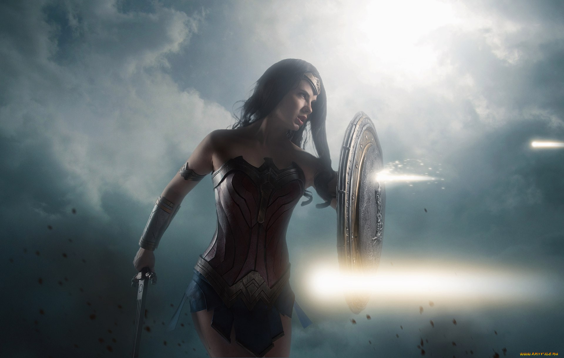 3д, графика, фантазия, , fantasy, wonder, woman, sword, shield, film, brunette, cinema, ken, movie, cosplay, armor, blade, warrior, dc, comics, diana, strong, gauntlet, themyscira