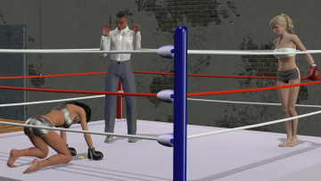 Картинка 3д+графика спорт+ sport девушки бокс ринг грудь фон взгляд