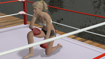 Картинка 3д+графика спорт+ sport ринг бокс грудь фон взгляд девушки