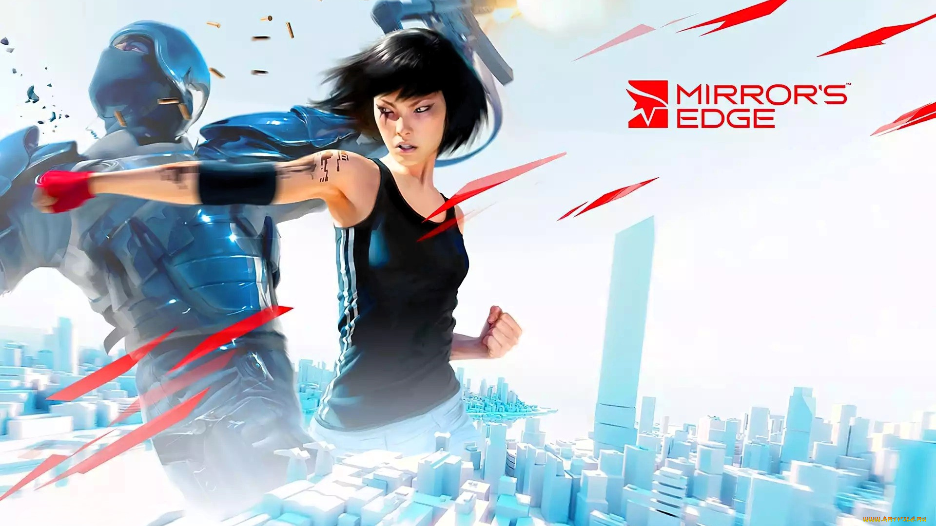 видео, игры, mirrors, edge, девушка, бой, город, броня