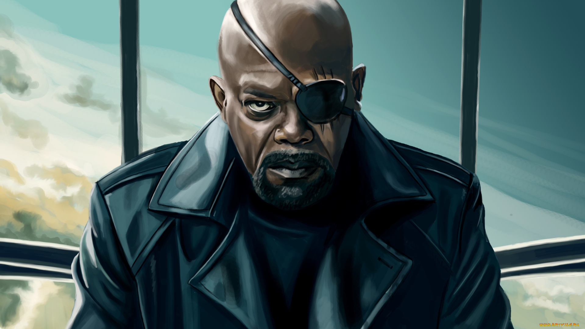 рисованные, кино, nick, fury, shield, щит, мужчина, мстители, agent, samuel, l, jackson