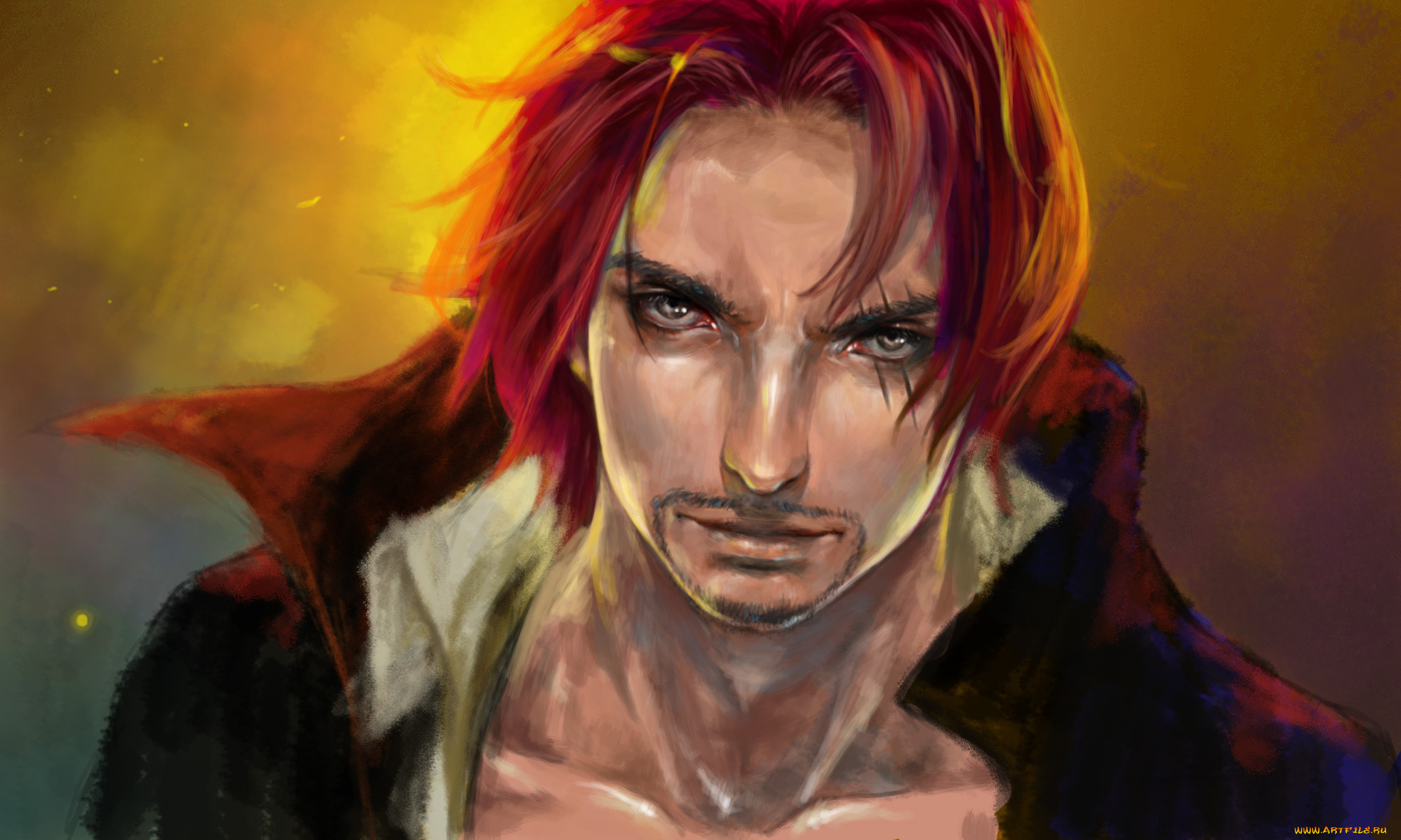 аниме, one, piece, shanks, пират, капитан, мужчина, шрам