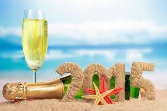 Картинка праздничные -+разное+ новый+год новый год морские звезды дата шампанское пляж море