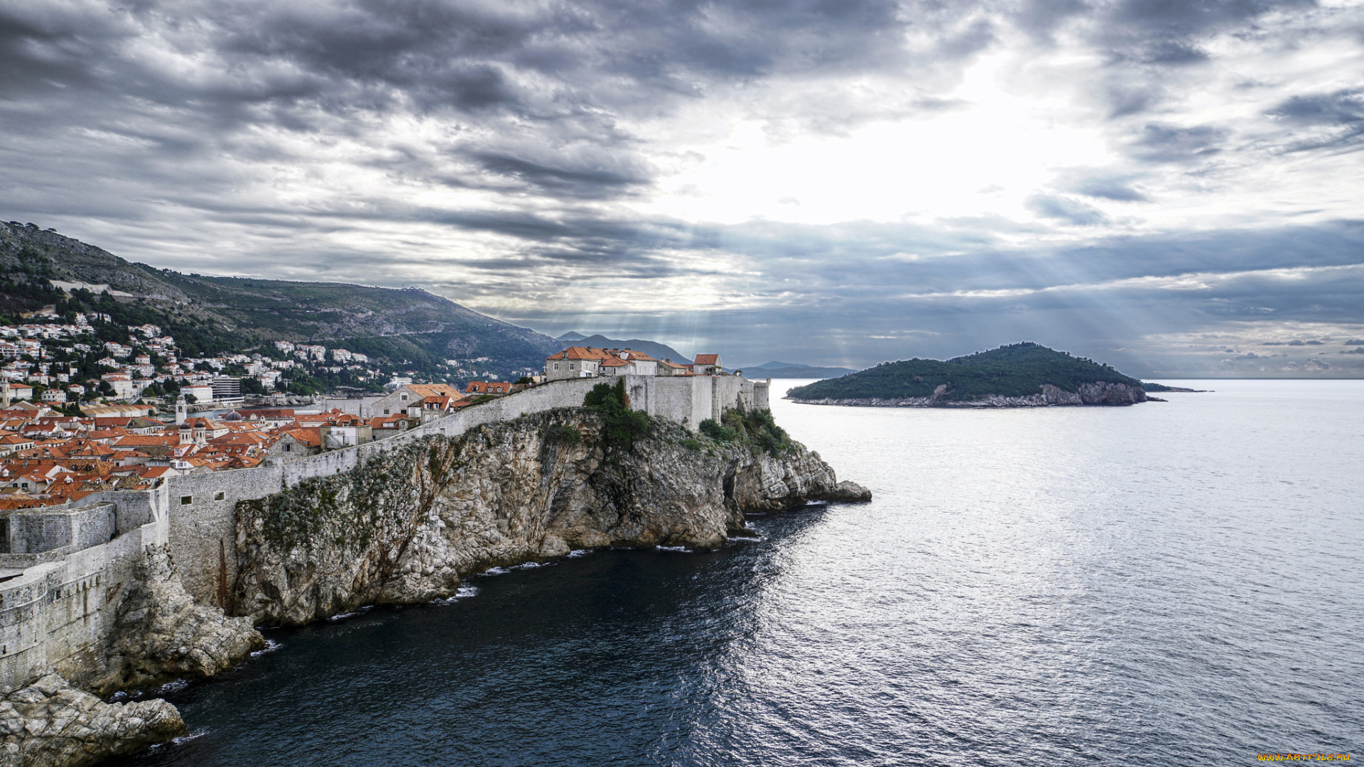 города, -, пейзажи, море, dubrovnik, хорватия, дубровник, панорама, croatia, пейзаж