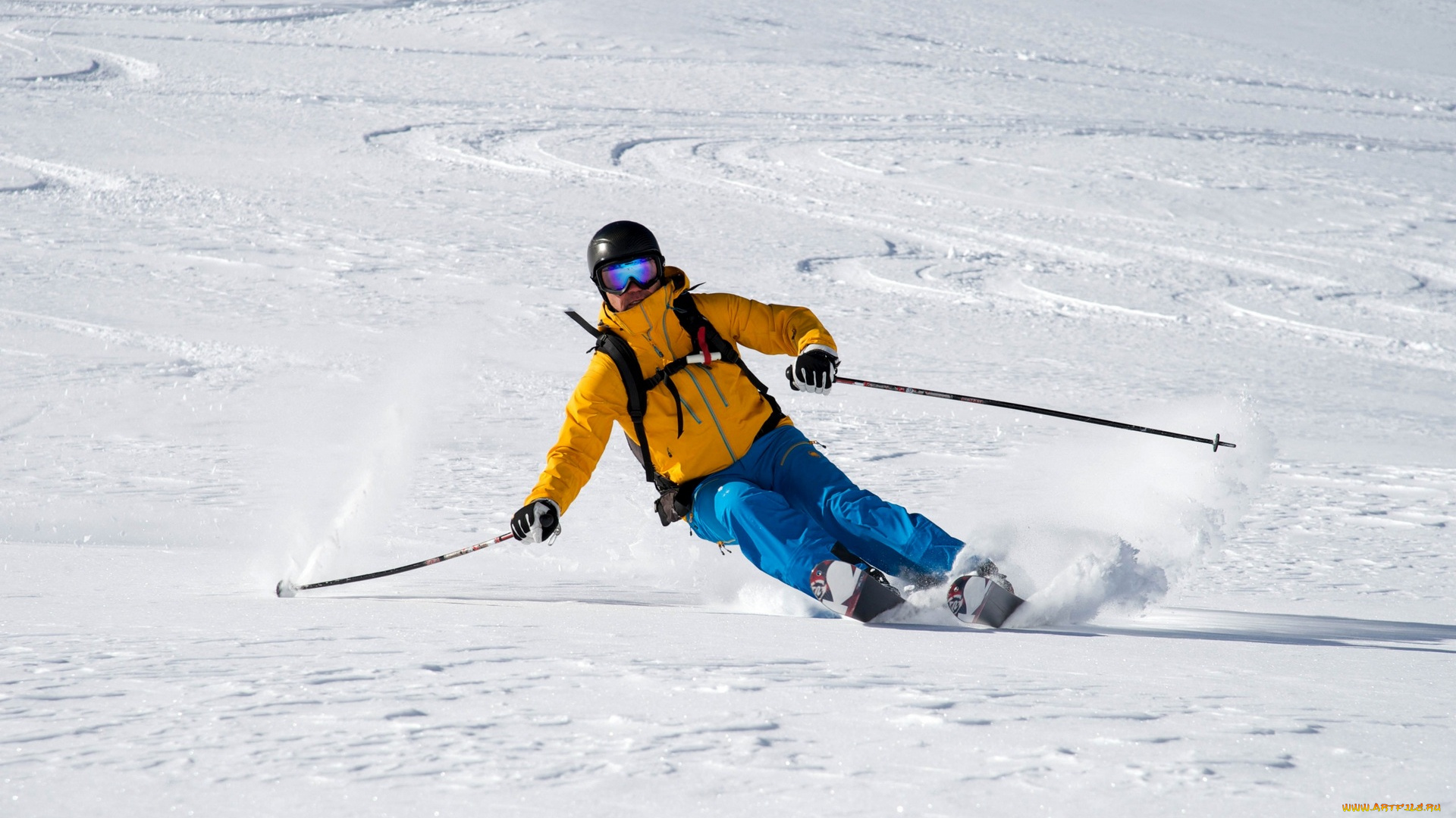 спорт, лыжный, спорт, лыжи, мужчина, снег