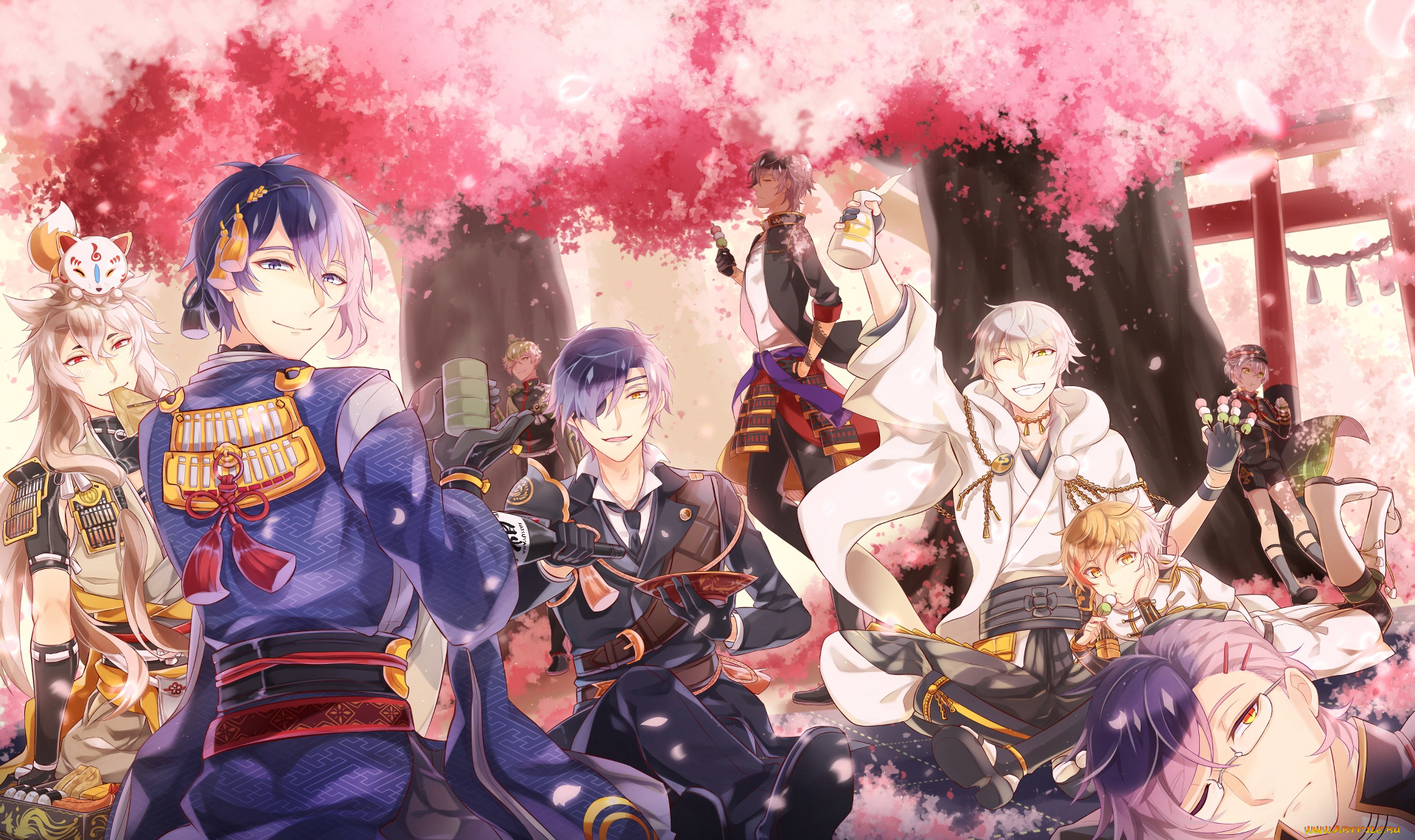 аниме, touken, ranbu, танец, мечей