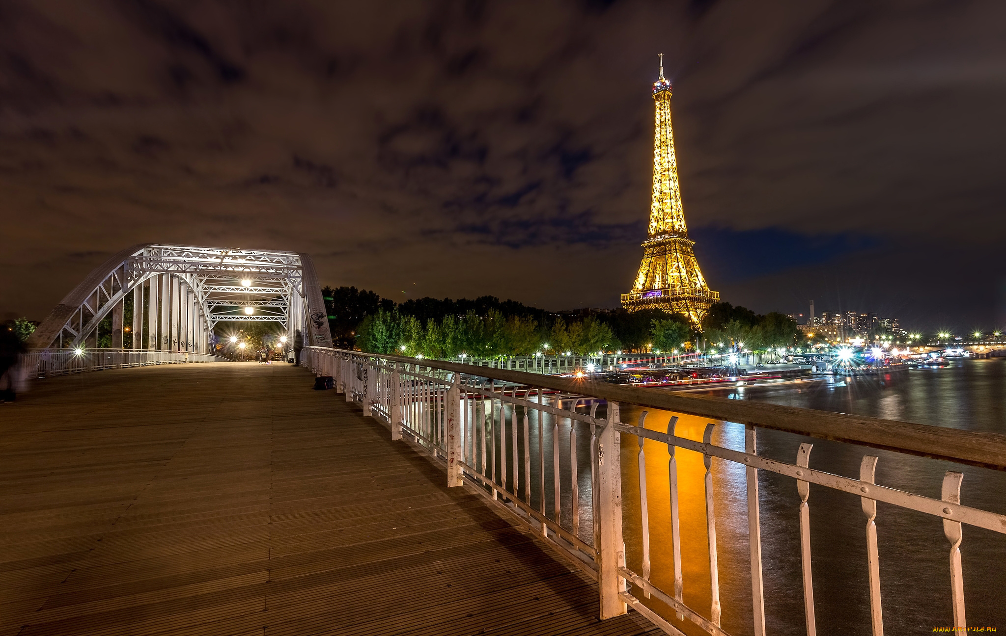париж эйфелева башня река свет вечер огни франция бесплатно