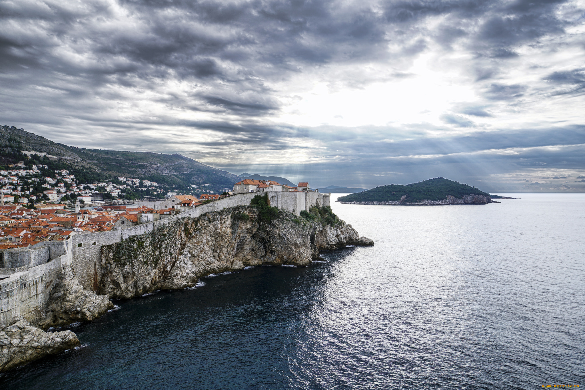 города, -, пейзажи, море, dubrovnik, хорватия, дубровник, панорама, croatia, пейзаж