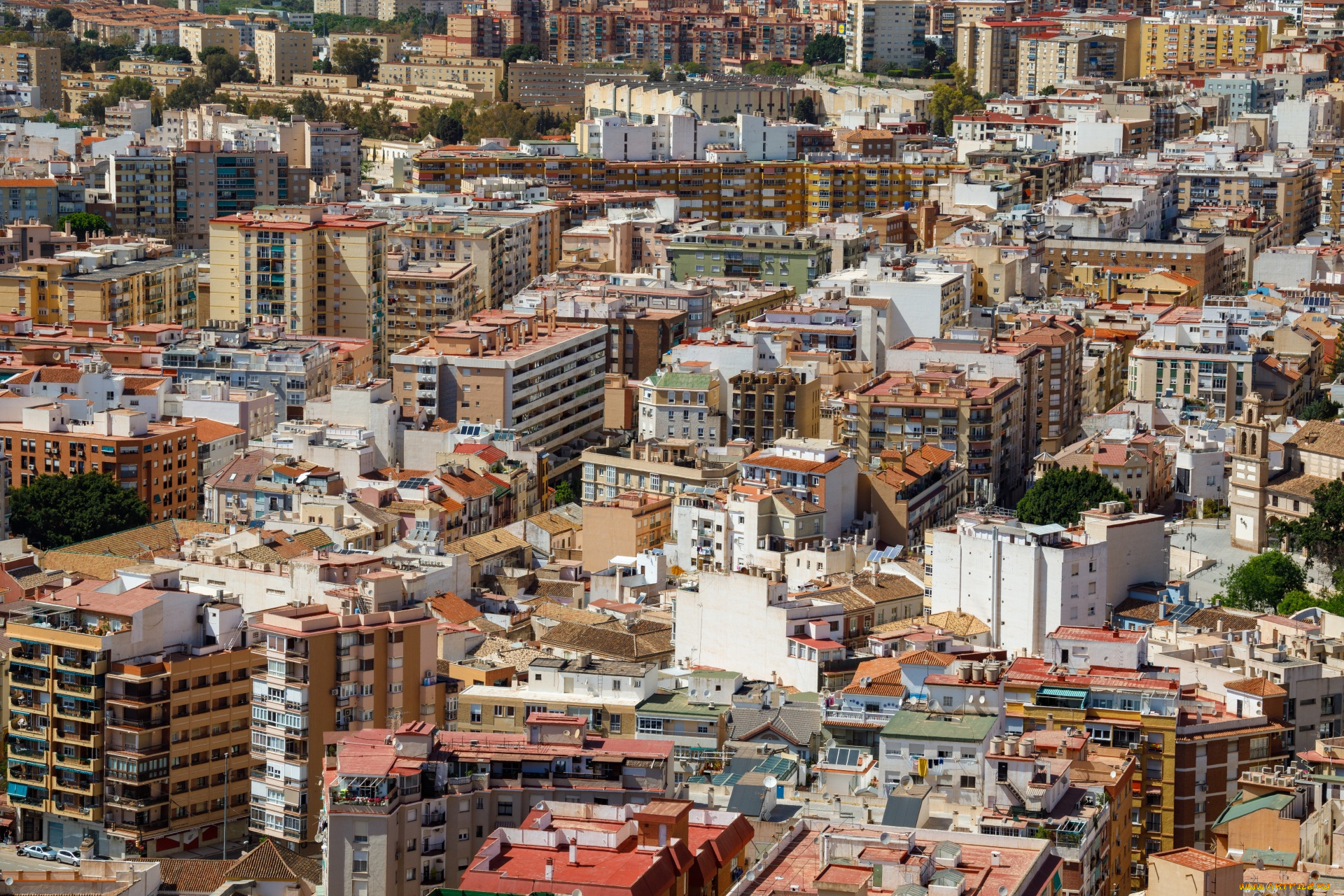 города, малага, , испания, панорама