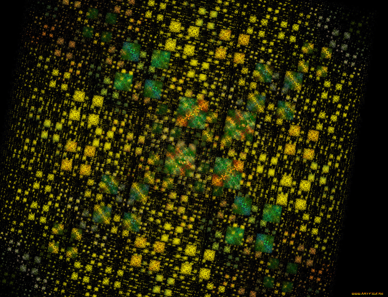 3д, графика, fractal, фракталы, желтый, зелёный