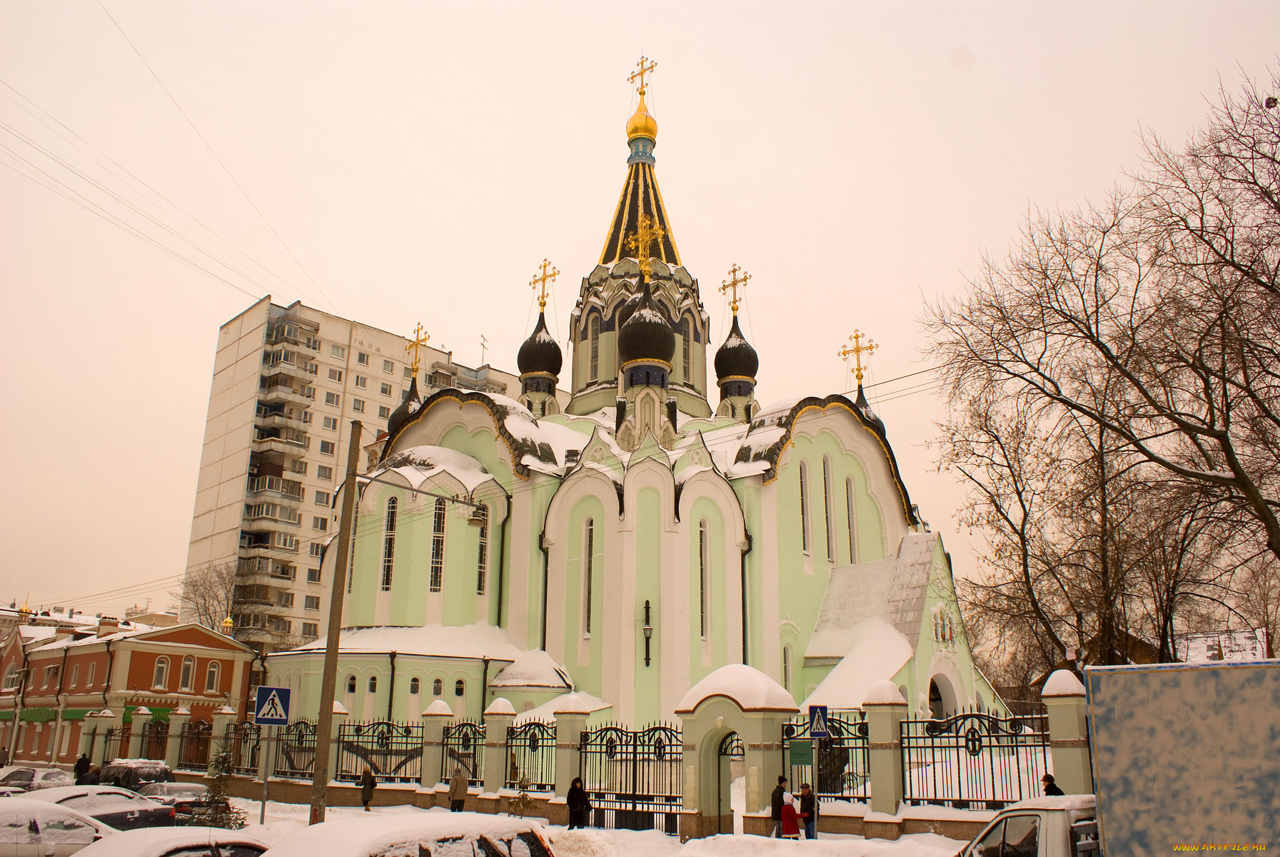 храм, вознесения, христова, сокольниках, города, москва, россия, ограда, деревья