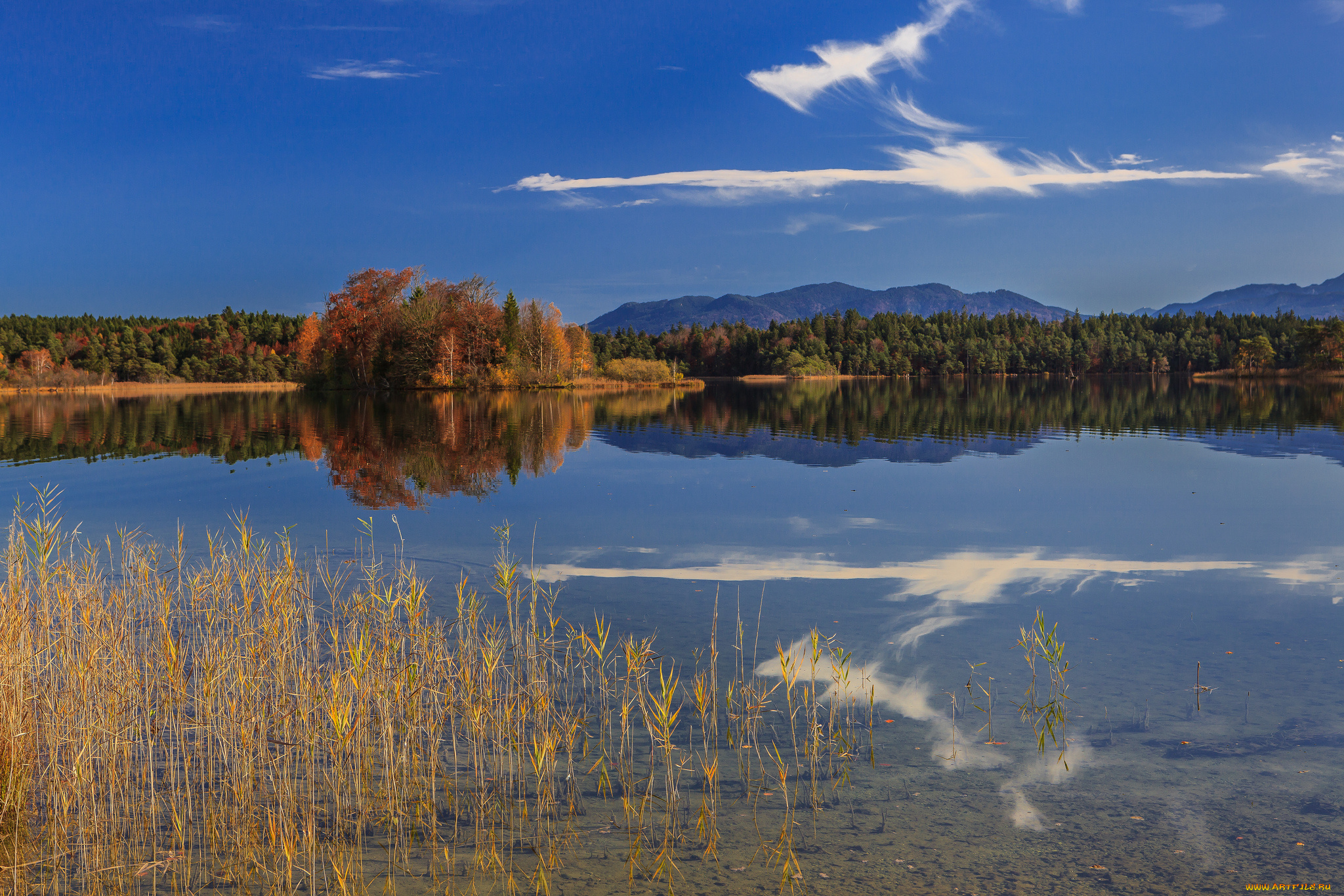 oster, lakes, bavaria, germany, природа, реки, озера, отражение, горы, германия, озеро, осень, лес, бавария