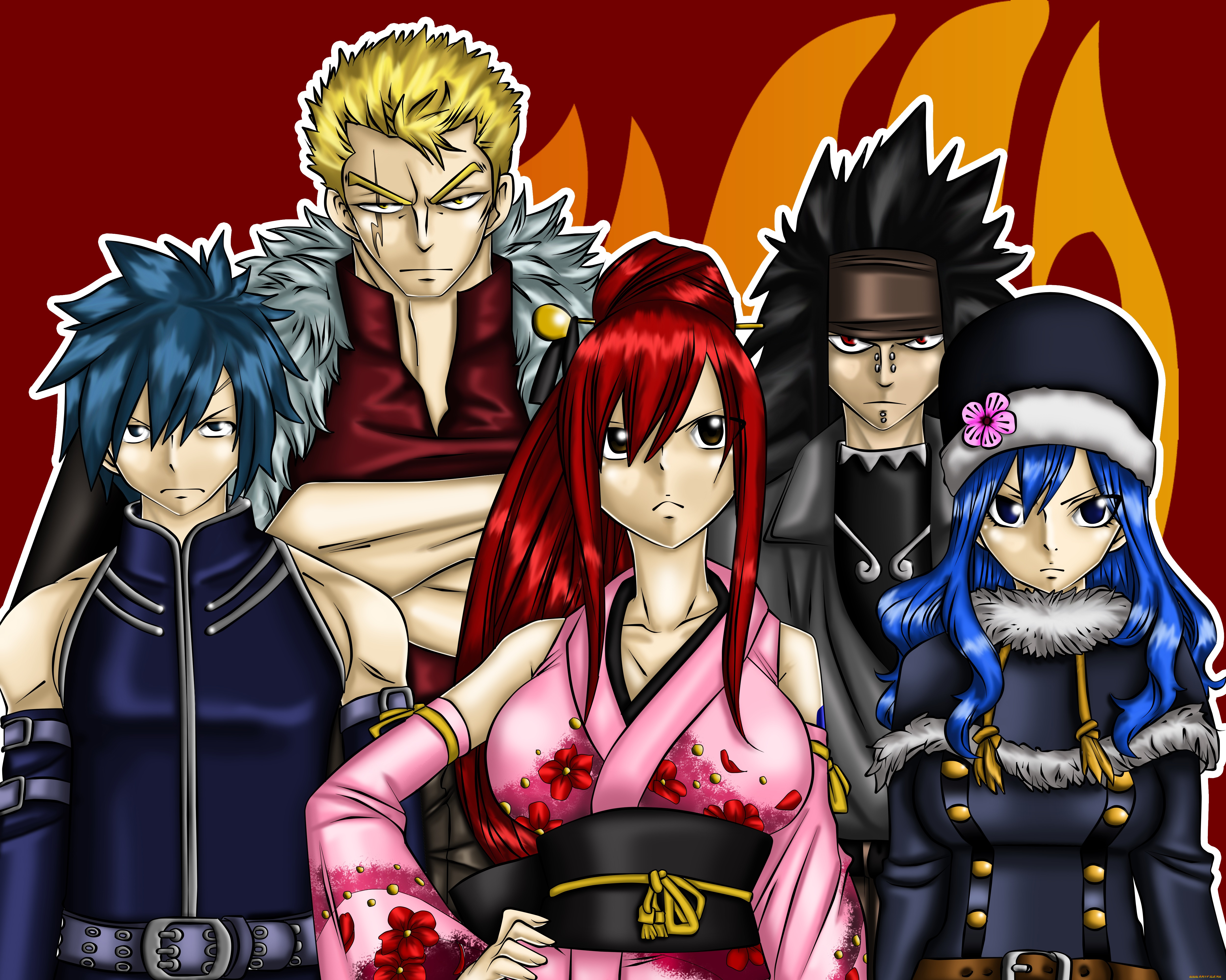 аниме, fairy, tail, парени, фон, взгляд, девушки, erza, scarlet