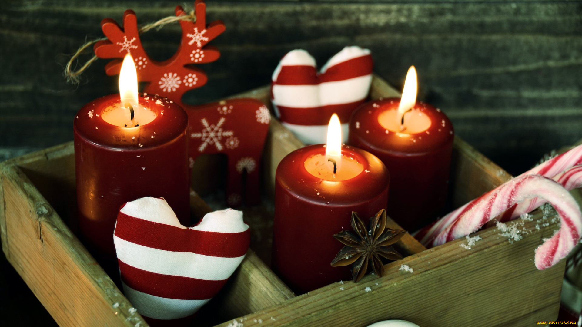 праздничные, новогодние, свечи, огоньки, олень, свечи, фигурка