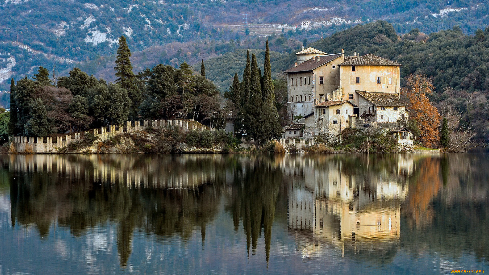 toblino, castle, города, замки, италии, toblino, castle