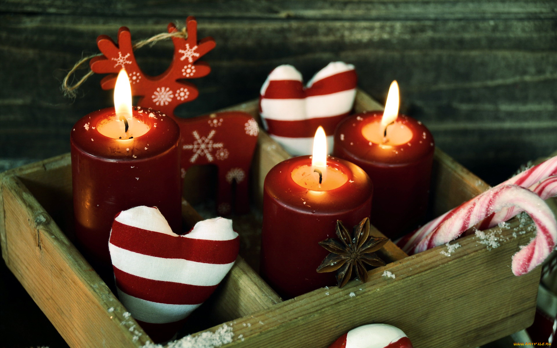 праздничные, новогодние, свечи, огоньки, олень, свечи, фигурка