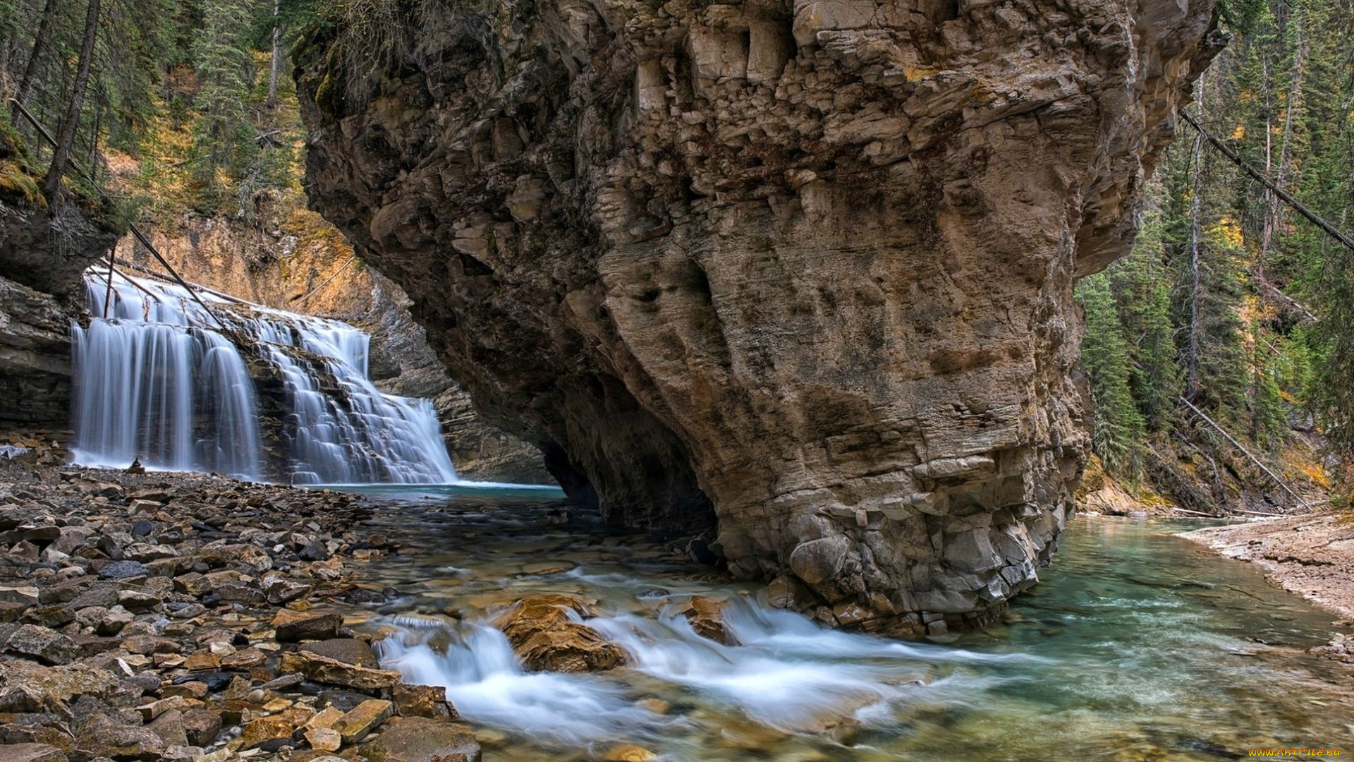 природа, водопады, камни, река