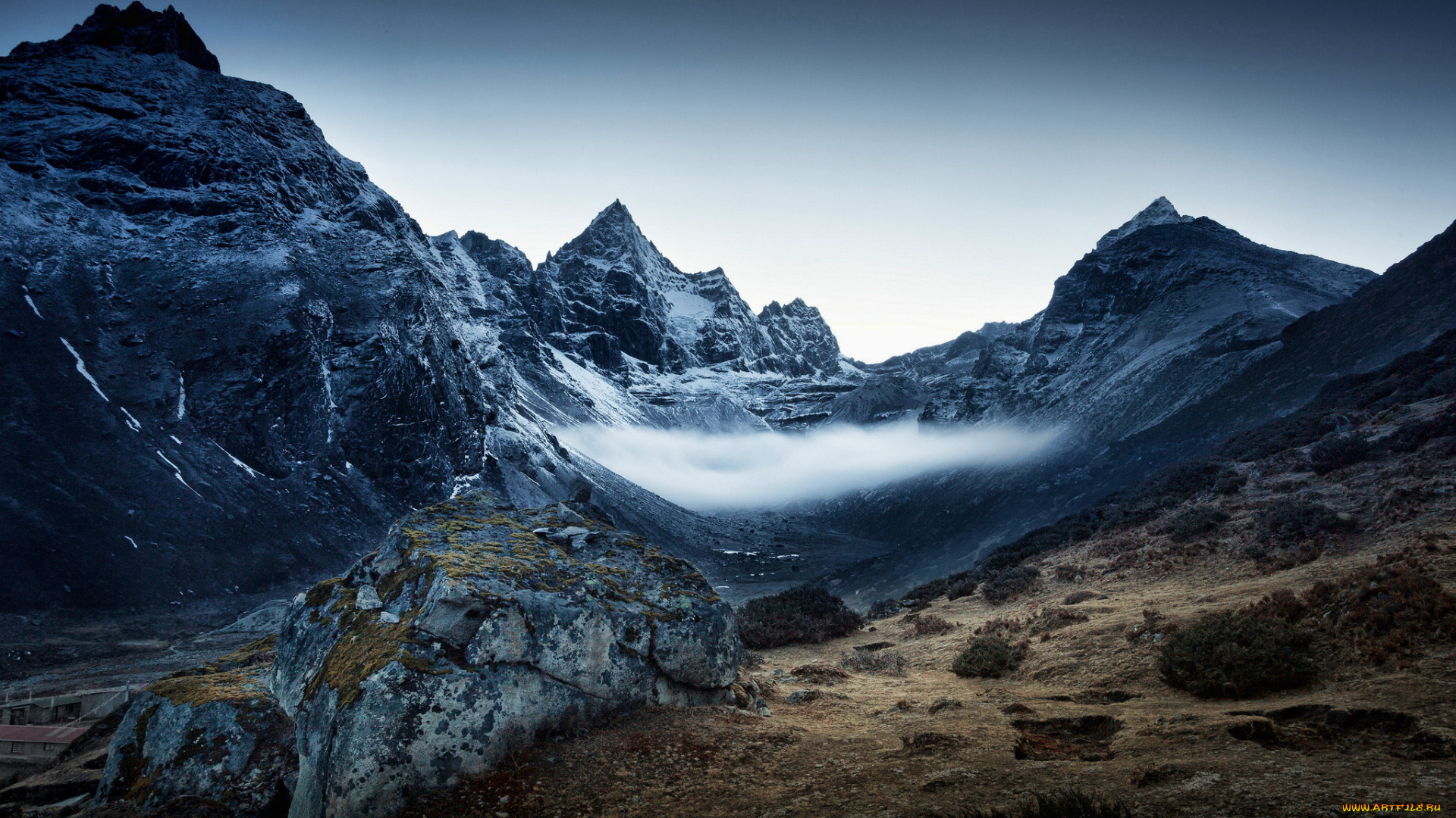 природа, горы, скалы, туман