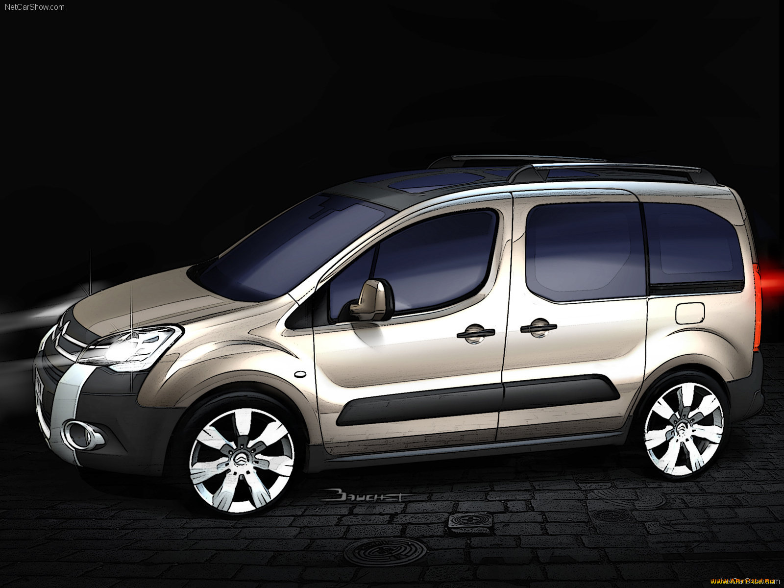 citroen, berlingo, multispace, 2009, автомобили, рисованные